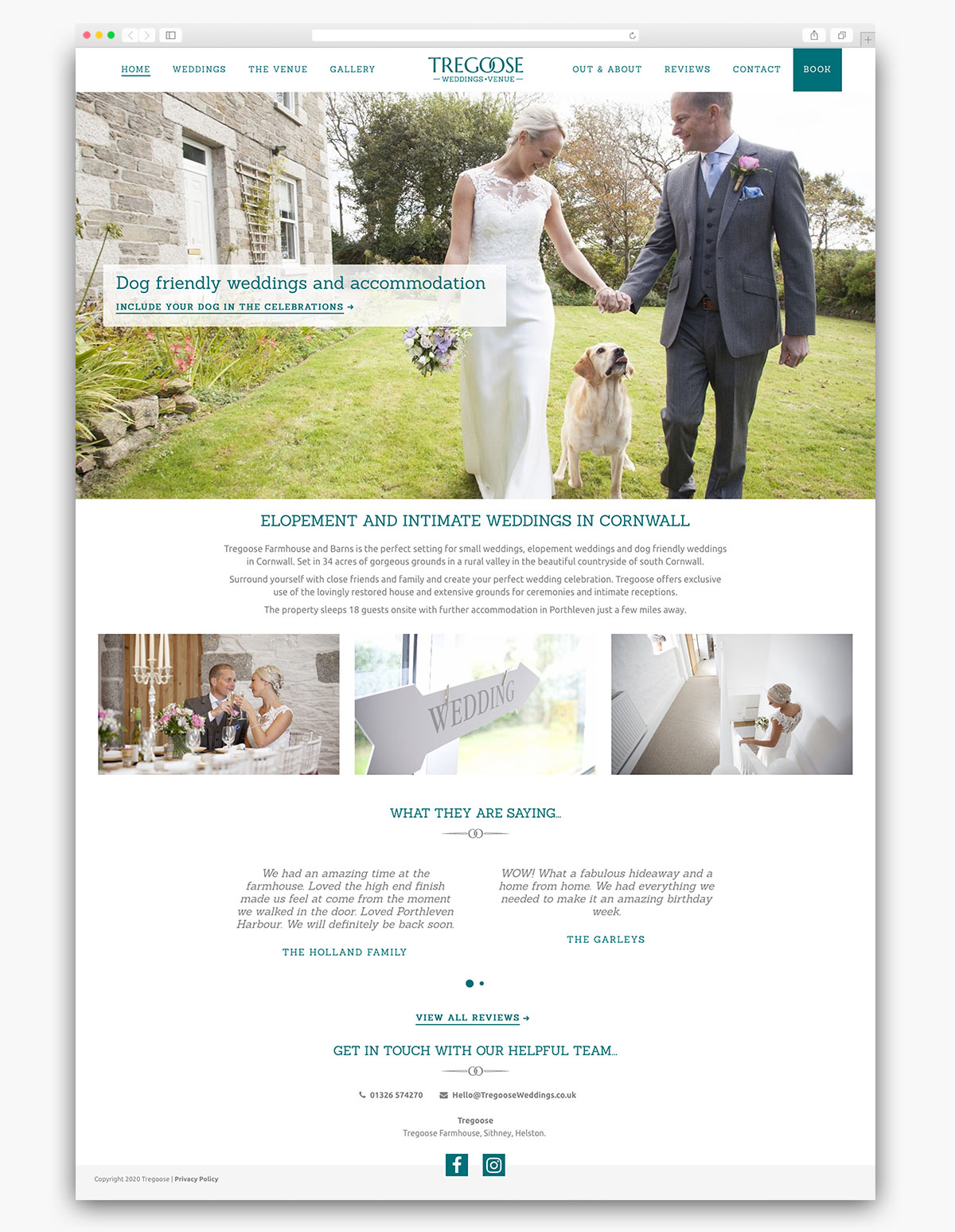 Tregoose Weddings Wordpress Website Design Homepage