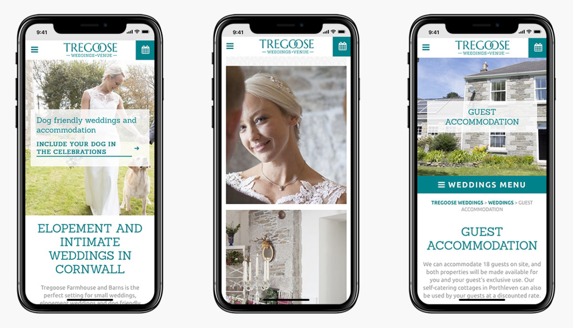 Tregoose Weddings Wordpress Website Design on Mobile Devices