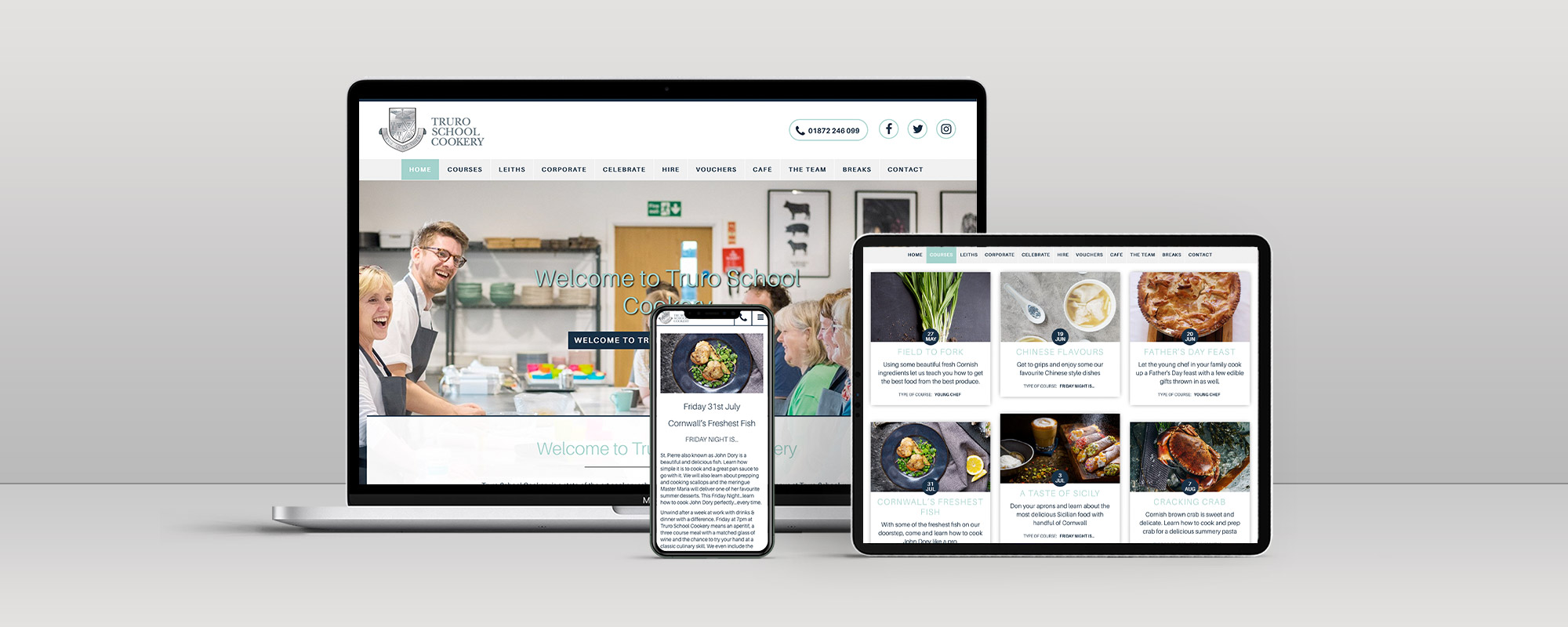 Truro School Cookery Wordpress Website Design on 3 Devices