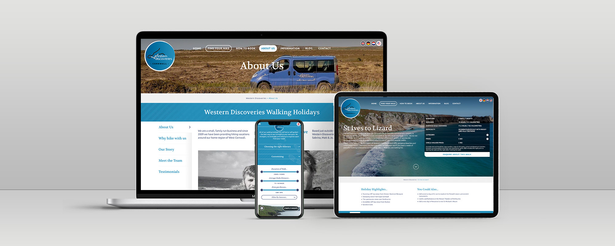 Western Discoveries Wordpress Website Design on 3 Devices