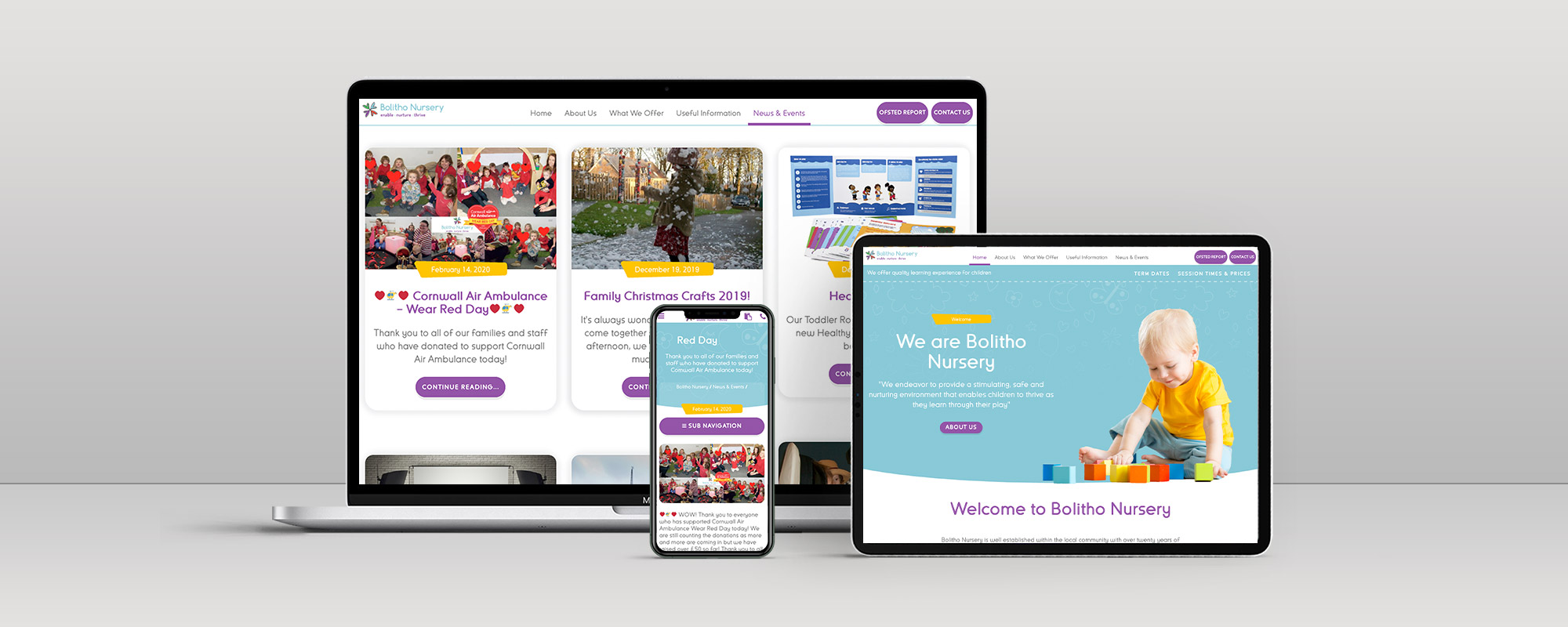 Bolitho Nursery Wordpress Website Design on 3 Devices