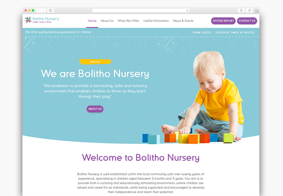 Bolitho Nursery Wordpress Website Homepage Design