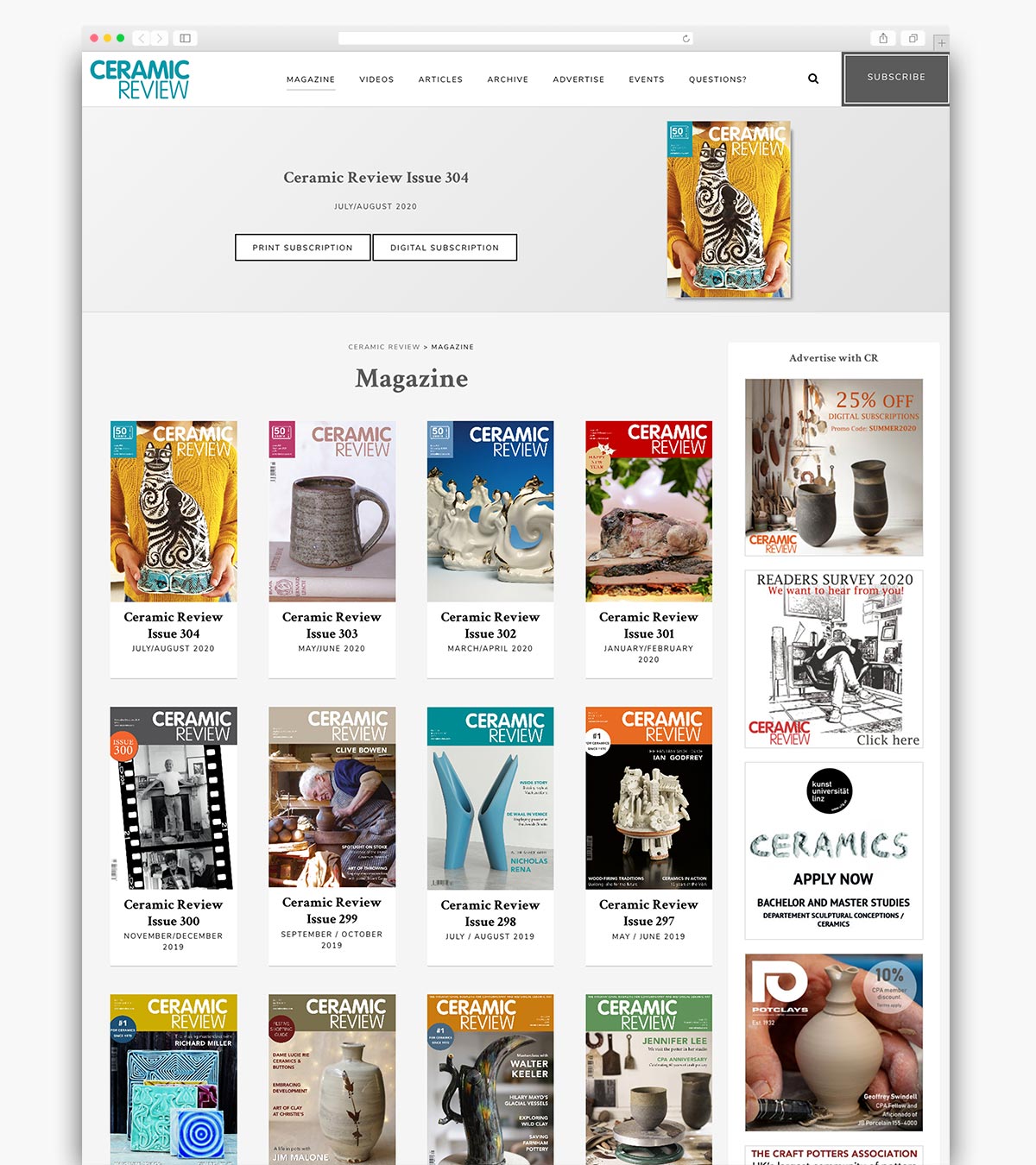 Ceramic Review Wordpress Website Page Design