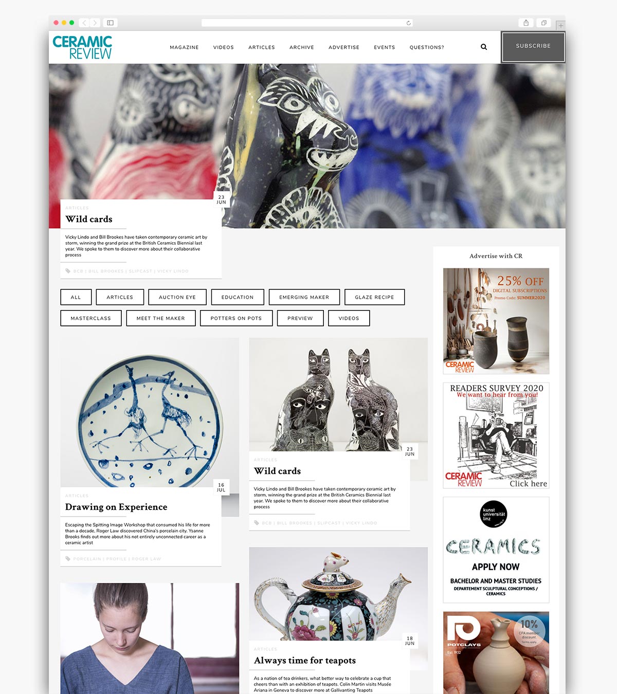 Ceramic Review Wordpress Website Homepage Design