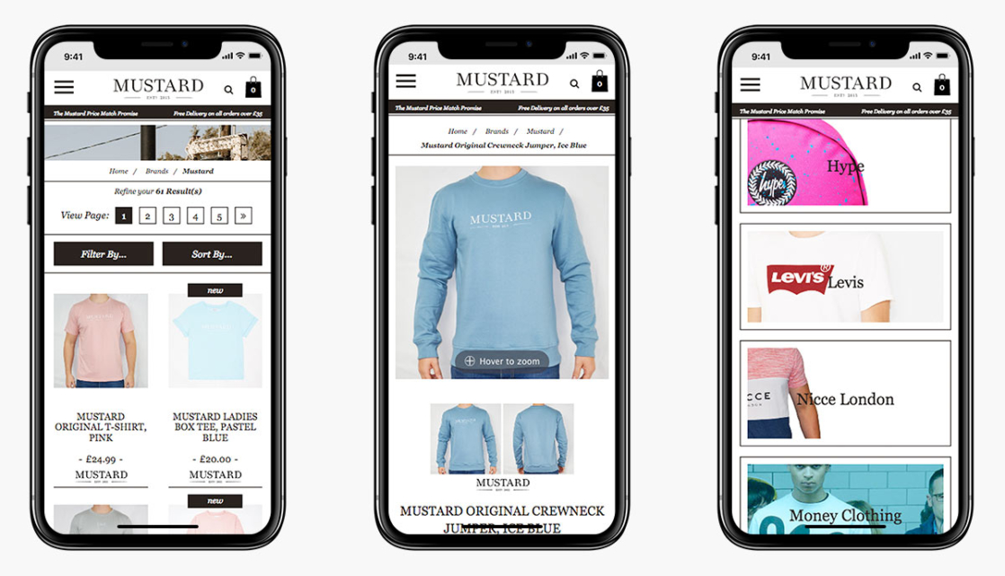 Mustard Clothing Magento Ecommerce Website Design on Mobile Devices