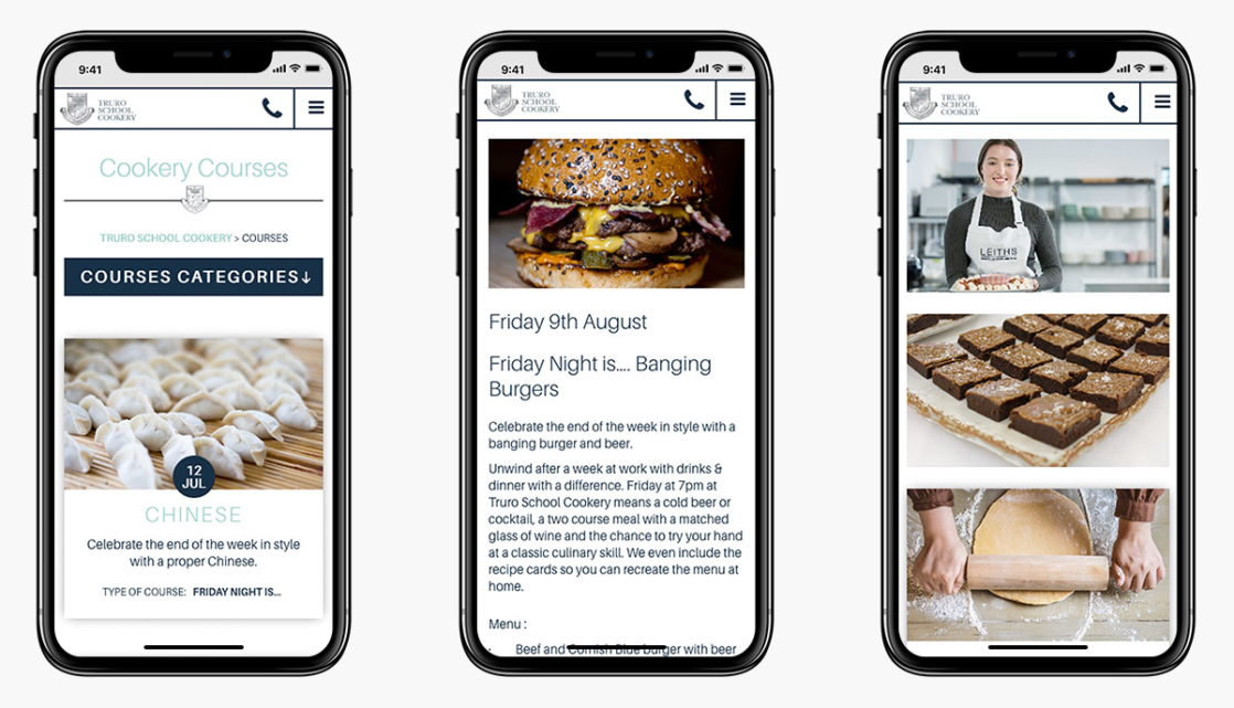 Truro School Cookery Wordpress Website Design on Mobile Devices