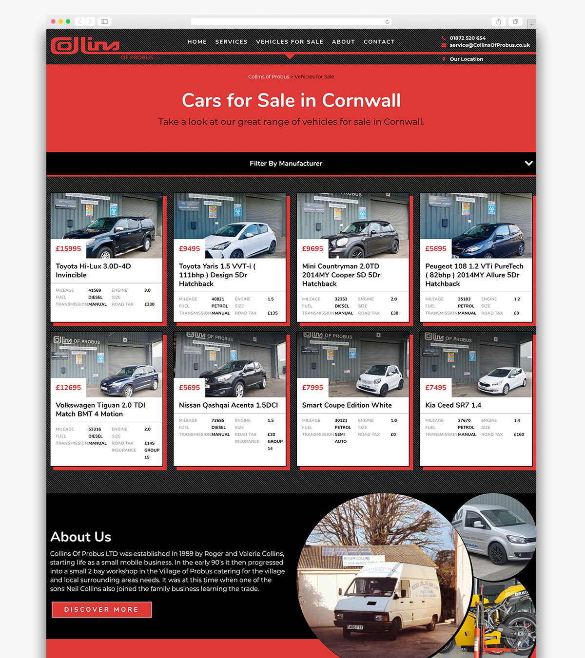 Collins of Probus Website Design Cornwall