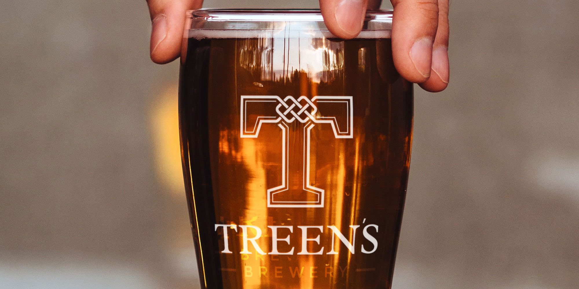 Treen’s Brewery Print Design on Pint Glass