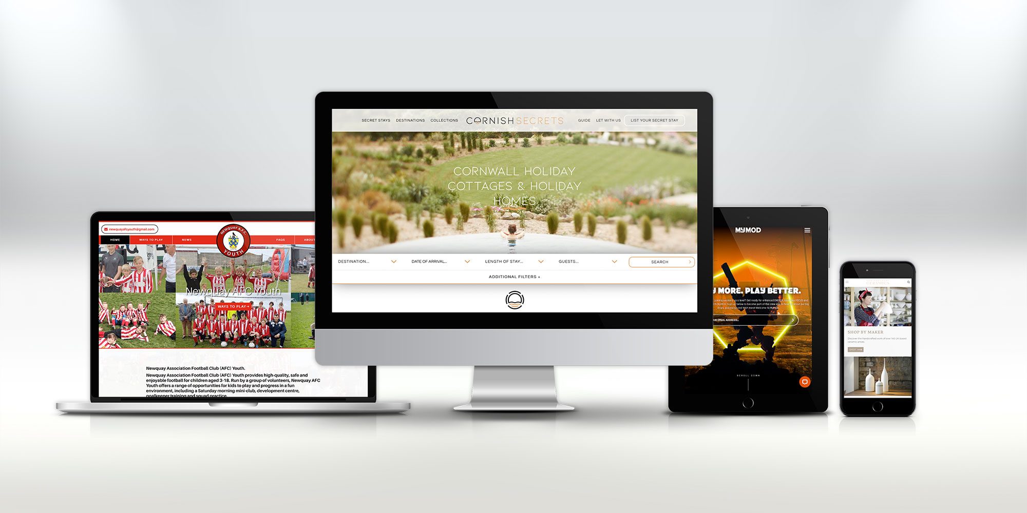 Web Design Newquay on 3 devices